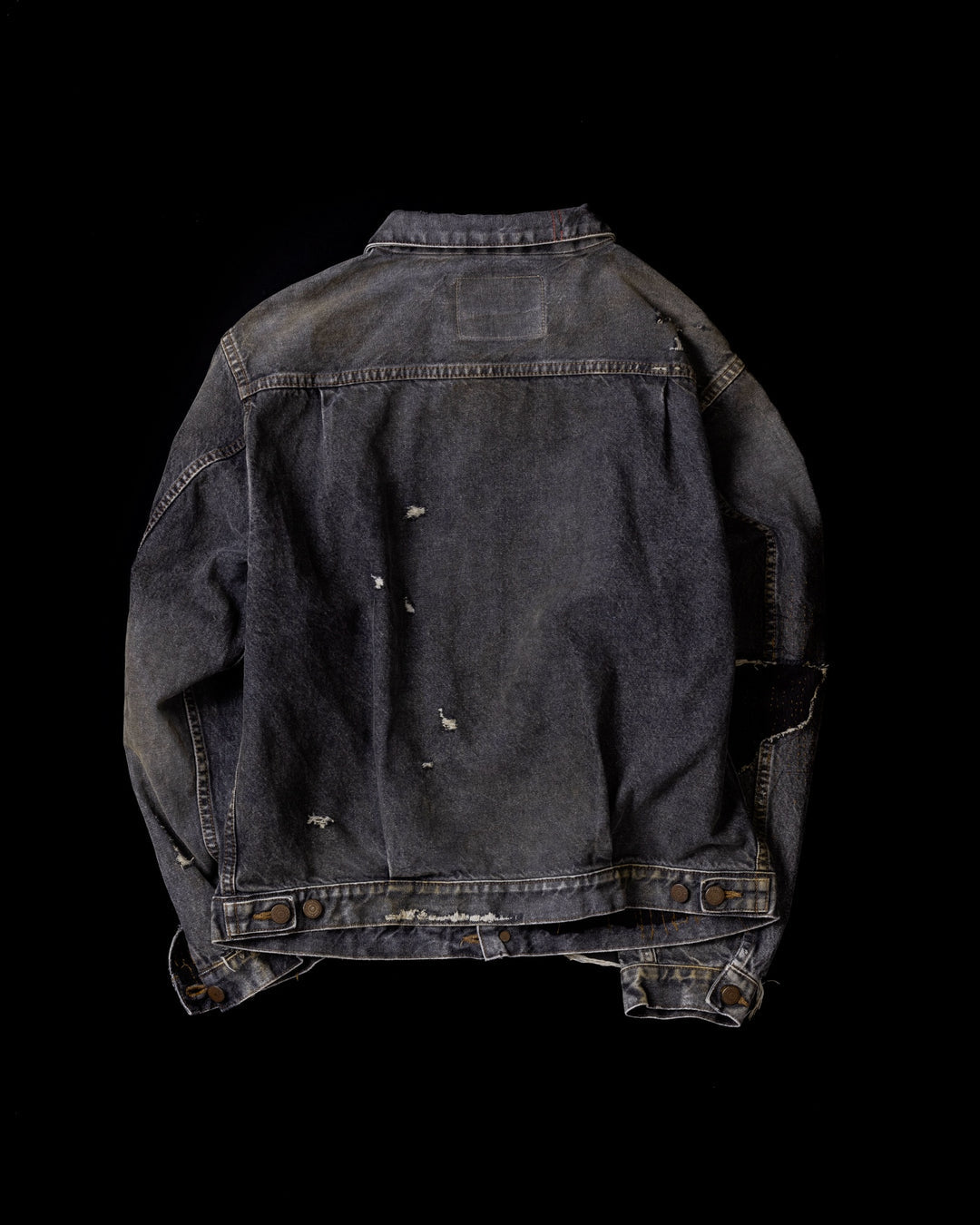 AN341-R FRONT TUCK REMAKED BLACK DENIM JACKET