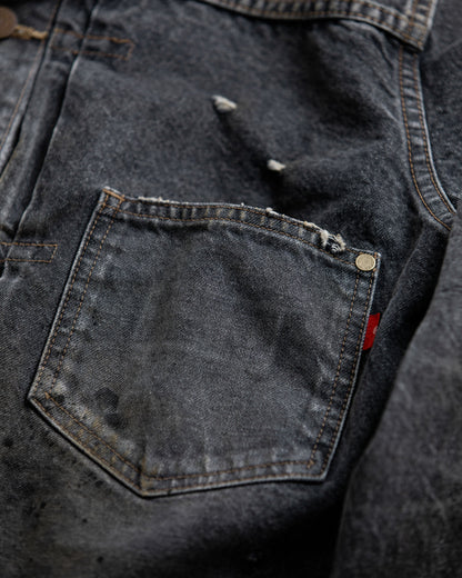 AN341-R FRONT TUCK REMAKED BLACK DENIM JACKET