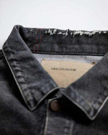 AN341-R FRONT TUCK REMAKED BLACK DENIM JACKET