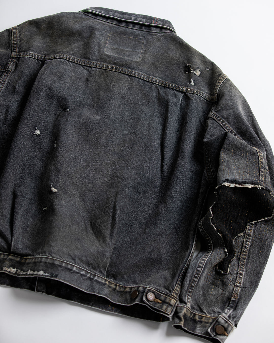 AN341-R FRONT TUCK REMAKED BLACK DENIM JACKET