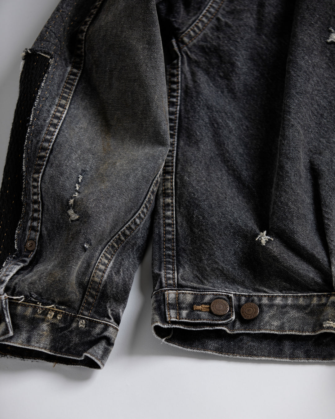 AN341-R FRONT TUCK REMAKED BLACK DENIM JACKET