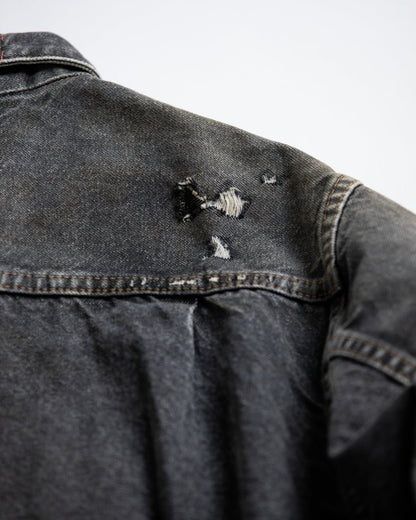 AN341-R FRONT TUCK REMAKED BLACK DENIM JACKET