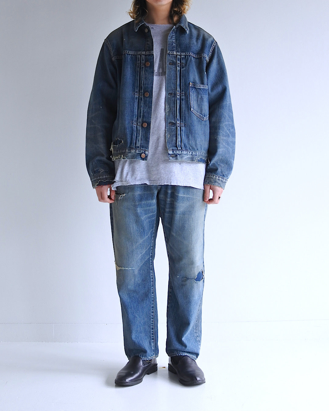 CONTEXT005-24R FRONT TUCK DENIM REMAKED JACKET